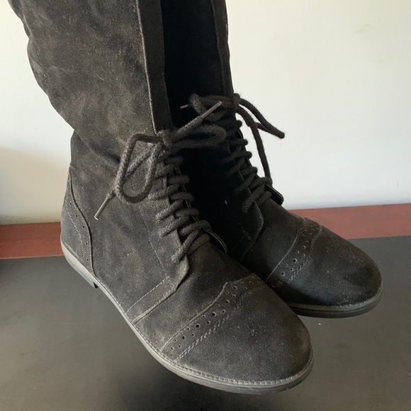 SOLD***Black suede over the knee boots - Picture 3 of 4